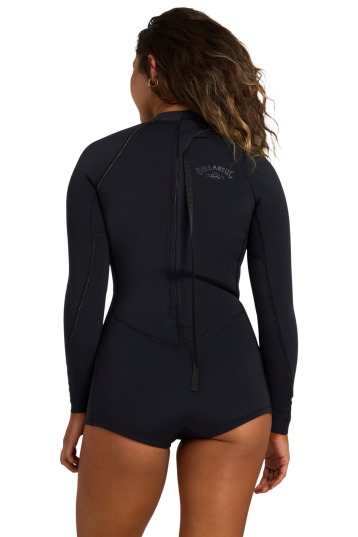 Billabong-Spring Fever 2mm LS Backzip Shorty Combinaison Néoprène Femme