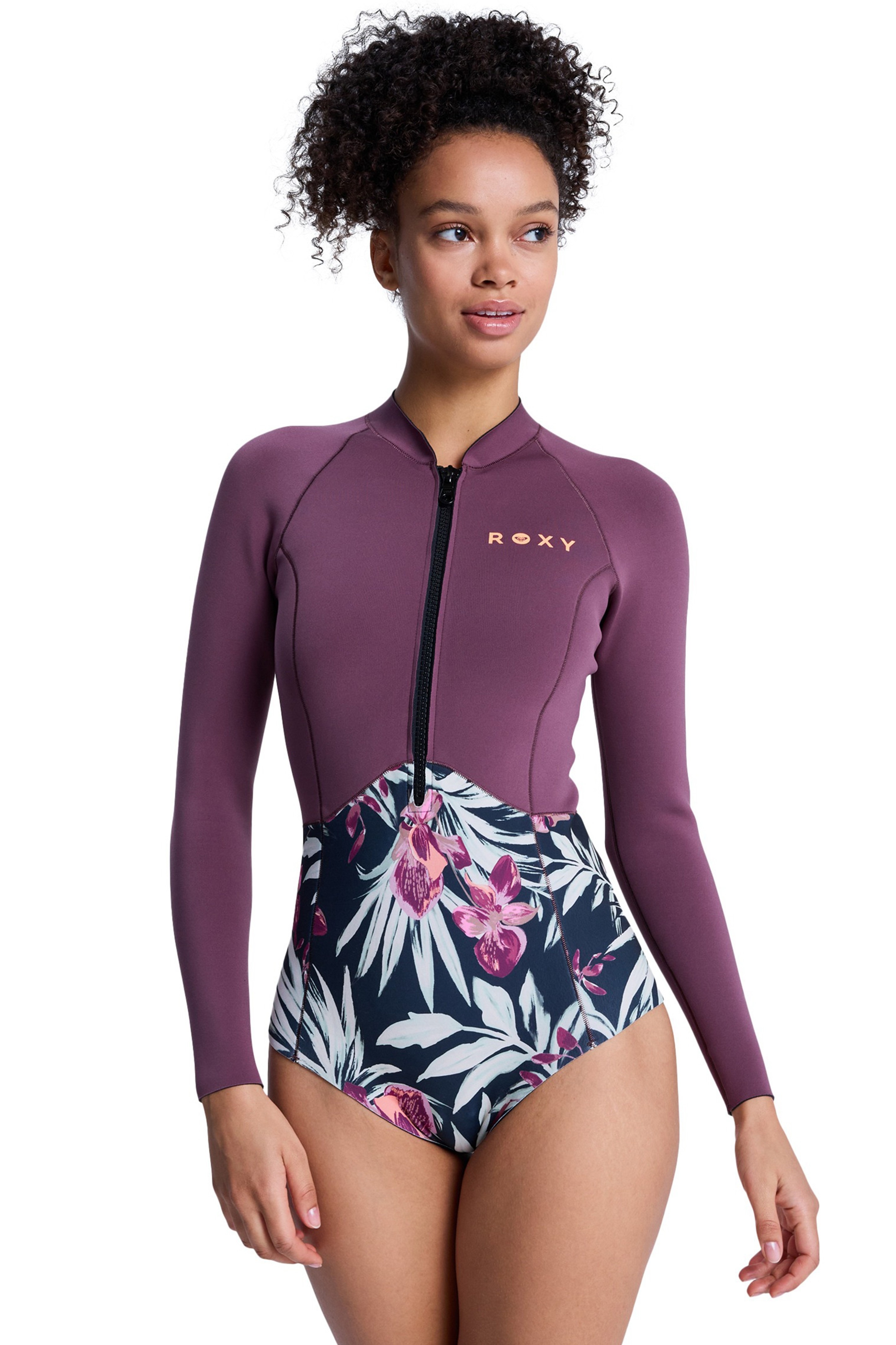 Roxy-Swell Natural 1mm Front Zip Longarm Shorty Combinaison néoprène